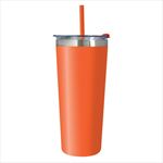 Orange Tumbler with Matching Lid and Straw